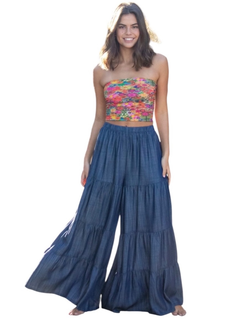 Natural Life Wide Leg Palazzo Super Flowy Tiered Pant